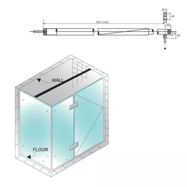 Ozone ODK-44 SSS Stainless Steel Glass Door Knob