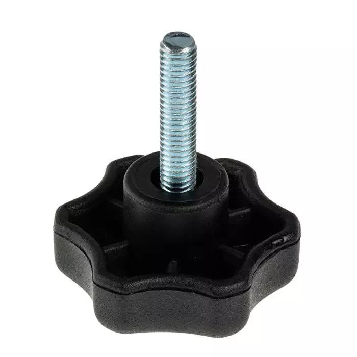 RS PRO Black Multiple Lobes Clamping Knob M6 Threaded Stud, 161155