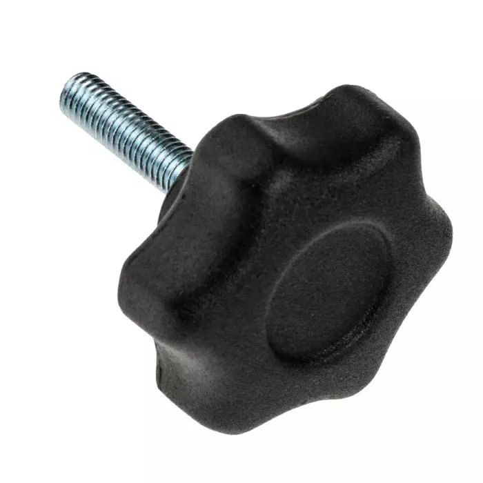 RS PRO Black Multiple Lobes Clamping Knob M6 Threaded Stud, 161155