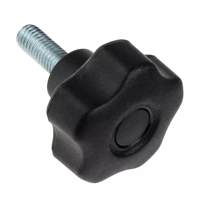 RS PRO Black Multiple Lobes Clamping Knob M8 Threaded Stud, 7027576 (Pack of 10 Pcs)