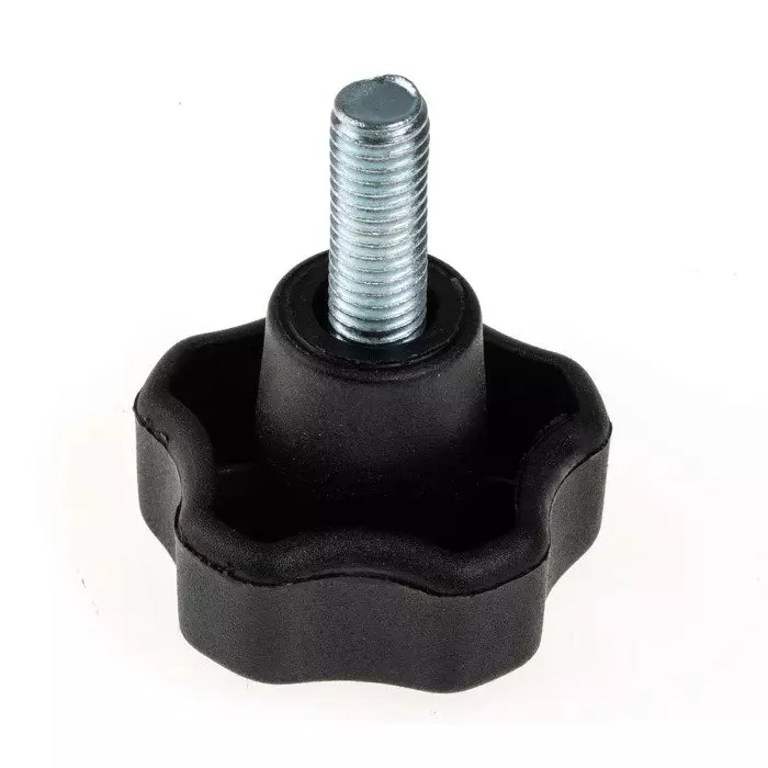 RS PRO Black Multiple Lobes Clamping Knob M8 Threaded Stud, 7027576 (Pack of 10 Pcs)