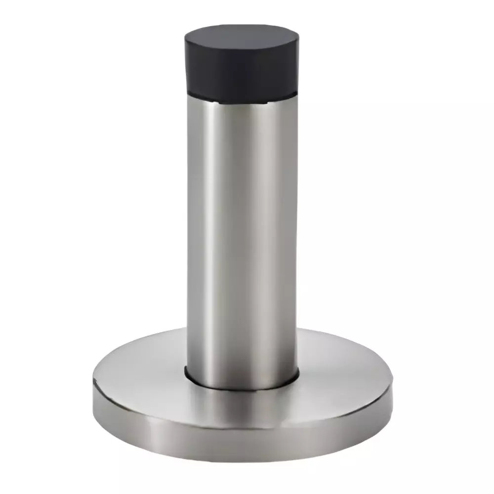 GEZE Door Stopper With Cap, Screws, Size 75 mm, SS+Black Finish and Stainless Steel 304 Body, 8115828