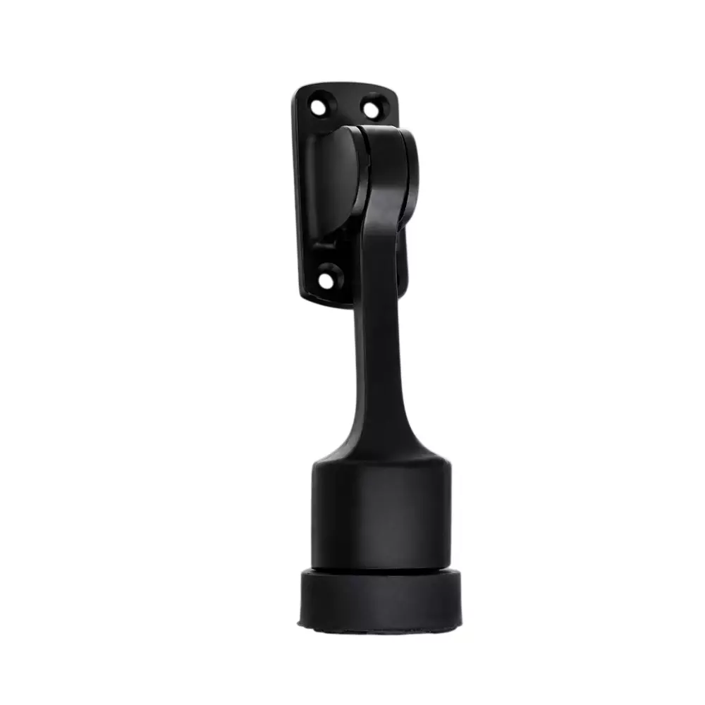 DM Locks 5 Inch (127 mm) Aluminium Door Mounted Kickdown Door Stopper, DS 003 - Black