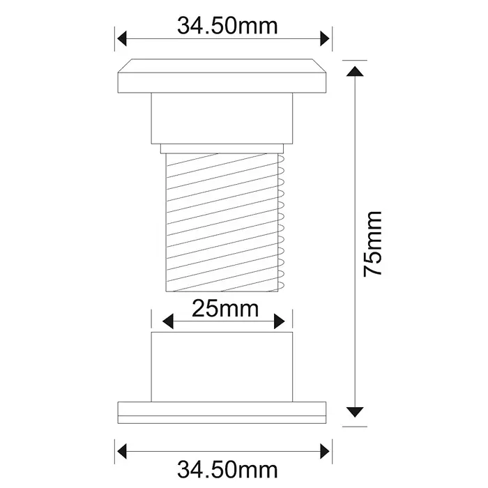 Ebco Door Viewer Antique Finish and Hole Size 25 mm for 25 mm to 60 mm Door Thickness, DV1