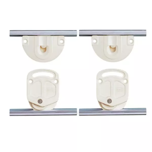 Ebco Sliding Cabinet Shutter Fitting White Finish and 12 Kg Per Set Load Capacity, SCF-1 (Set of 4)