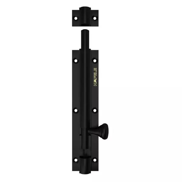 Hafele Brass Round Tower Bolt 10 mm Rod Diameter 305 mm Length Matt Black Finish, 911.81.670