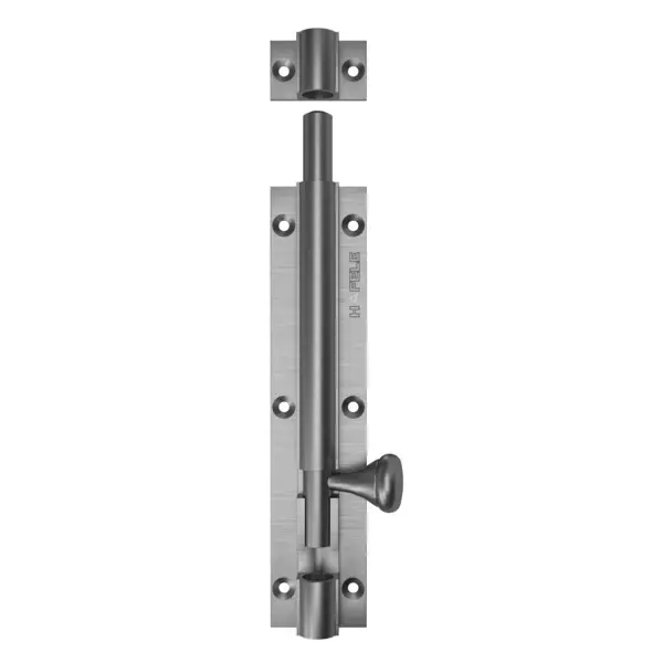 Hafele Brass Oval Tower Bolt 8 mm Rod Diameter 152 mm Length Satin Nickel Finish, 911.81.685