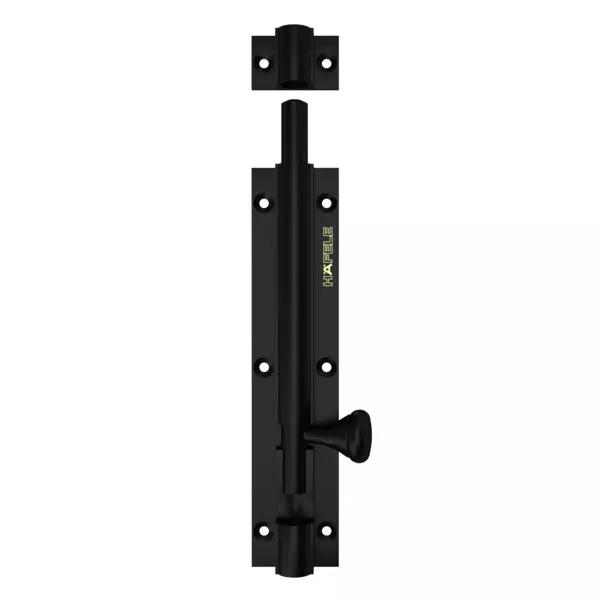 Hafele Brass Oval Tower Bolt 8 mm Rod Diameter 305 mm Length Matt Black Finish, 911.81.701