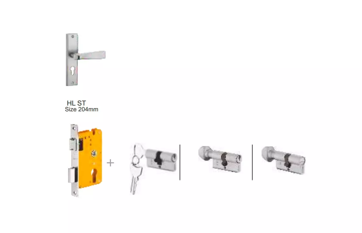 Dorset HL Series -Stella HL ST 203 mm(8 Inch) SS Finish Combo Lock Sets With Both Side Key Cylinder (70mm)