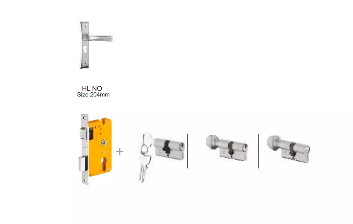 Dorset HL Series -Noha HL NO 203 mm(8 Inch) SS Finish Combo Lock Sets With Mortise Lever Lock (KY)