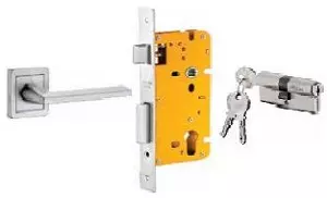 Dorset 70 mm Lever Handle Lock Set with Both Side Key Cylinder Stainless Steel ML CO OR