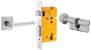 Dorset 70 mm Lever Handle Lock Set with Coin and Knob Cylinder Stainless Steel ML CO OR