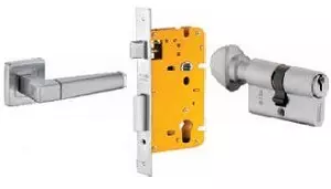 Dorset 70 mm Lever Handle Lock Set with Knob and Key Cylinder Stainless Steel ML CS OR