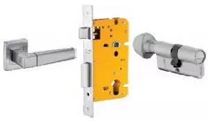 Dorset 70 mm Lever Handle Lock Set with Coin and Knob Cylinder Stainless Steel ML CS OR