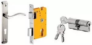 Dorset 70 mm Lever Handle Lock Set With Both Side Key Cylinder Stainless Steel ML SER