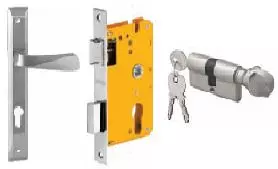 Dorset 60 mm Lever Handle Lock Set With Knob and Key Cylinder Silver Chrome ML NO