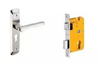 Dorset HL Series Art 8 Inch Stainless Steel Silver Chrome Finish Door Handle Lock Set