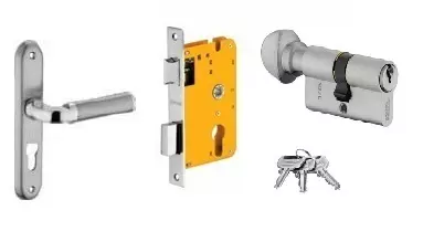 Dorset 60 mm Lever Handle Lock Set With Knob and Key Cylinder Patina HL IP