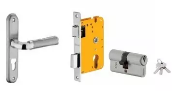 Dorset 70 mm Lever Handle Lock Set With Both Side Key Cylinder Patina HL IP