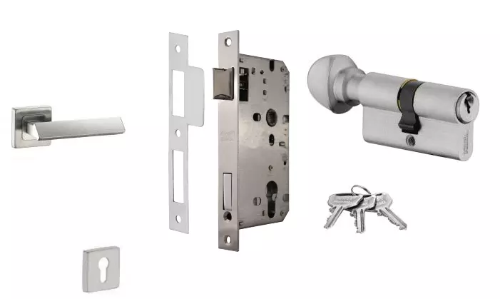 Dorset 70 mm Lock Set With Knob and Key Cylinder Stainless Steel ML EM OR
