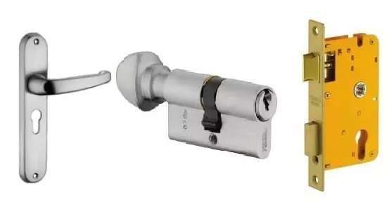 Dorset 60 mm Full Gold Lock Set With Knob and Key Cylinder HL 170