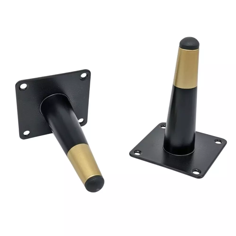 Ebco Sofa Leg 3 Black with Gold Finish, Size 120 mm, SL3-12-BL (Set of 4)