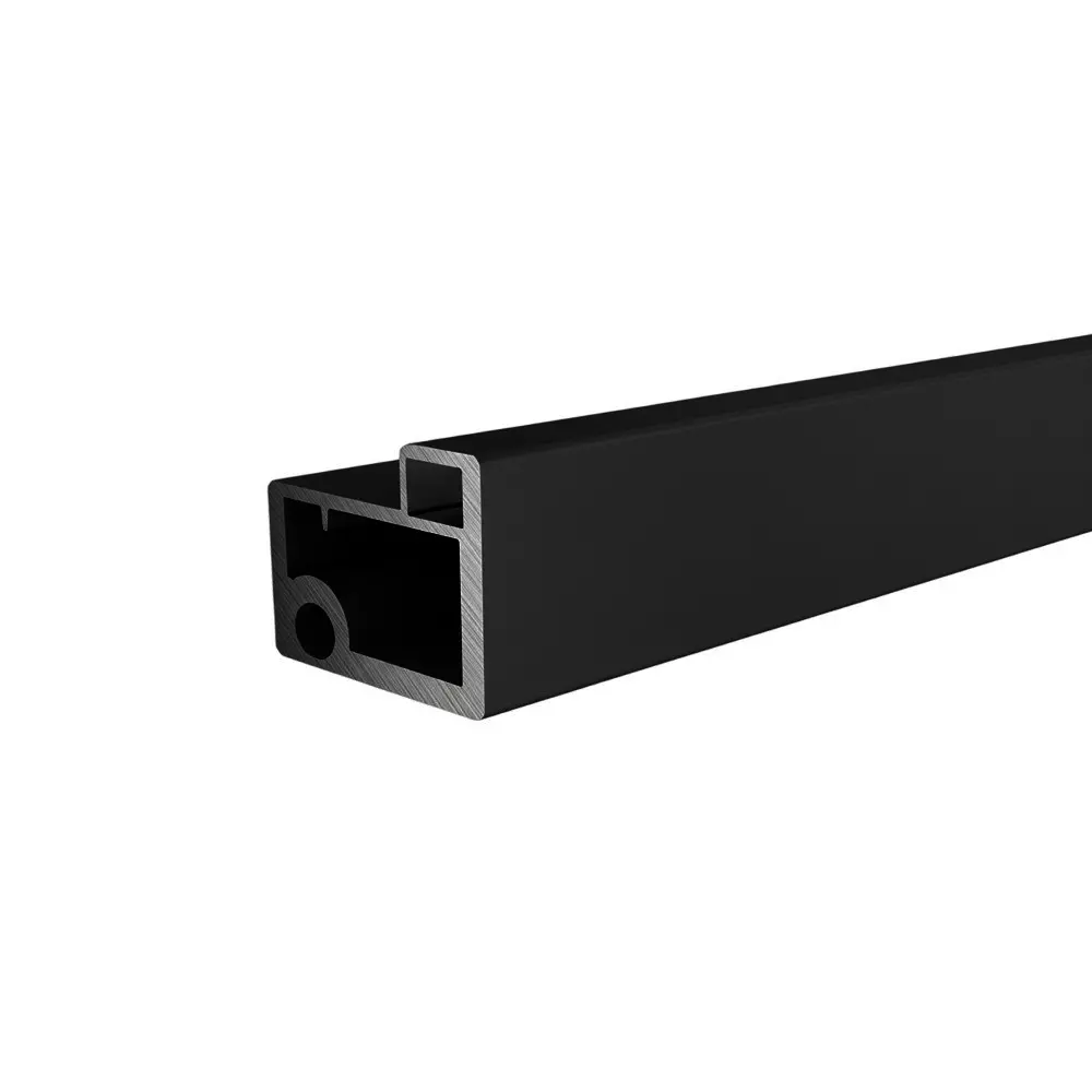 Ebco Aluminium Glass Shutter Profile With 4 mm Sleeve for Recessed Hinge 25, Anodised Black Finish, 3 m Length, RH25-AGP-AB
