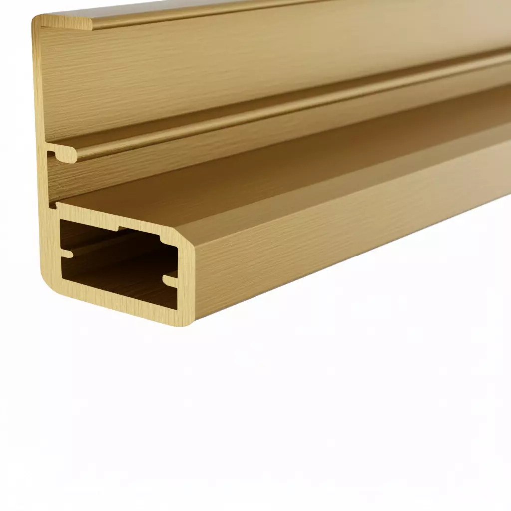 Ebco Aluminium Frame With Handle for Hinge, Aluminium Profile 3D, Brushed Gold Finish, Length 3.66 m, HAP-4-22H-36-BG