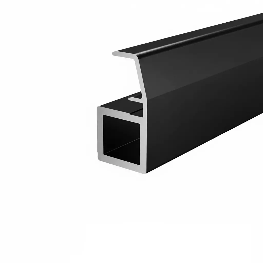 Ebco Aluminium Glass Shutter Profile With Handle and 4 mm Sleeve for Recessed Hinge 35, Anodised Black Finish, 3 m Length, RH35-AGP-H-AB
