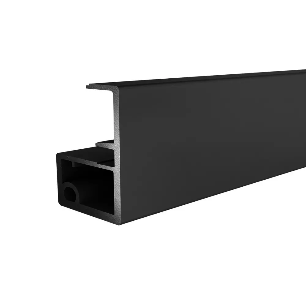 Ebco Aluminium Glass Shutter Profile With Handle and 4 mm Sleeve for Recessed Hinge 25, Anodised Black Finish, 3 m Length, RH25-AGP-H-AB