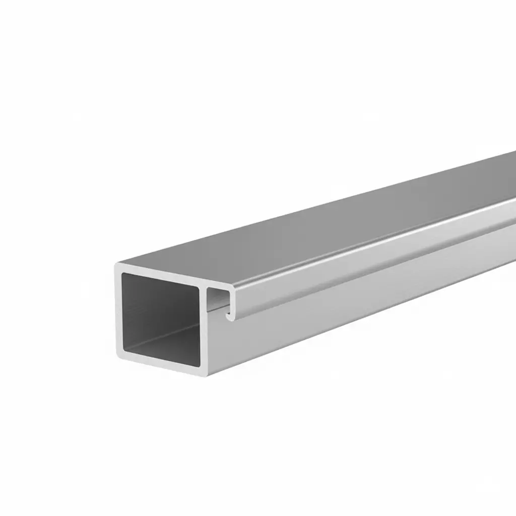 Ebco Aluminium Glass Shutter Profile With 4 mm Sleeve for Recessed Hinge 35, Anodised Silver Finish, 3 m Length, RH35-AGP-AS