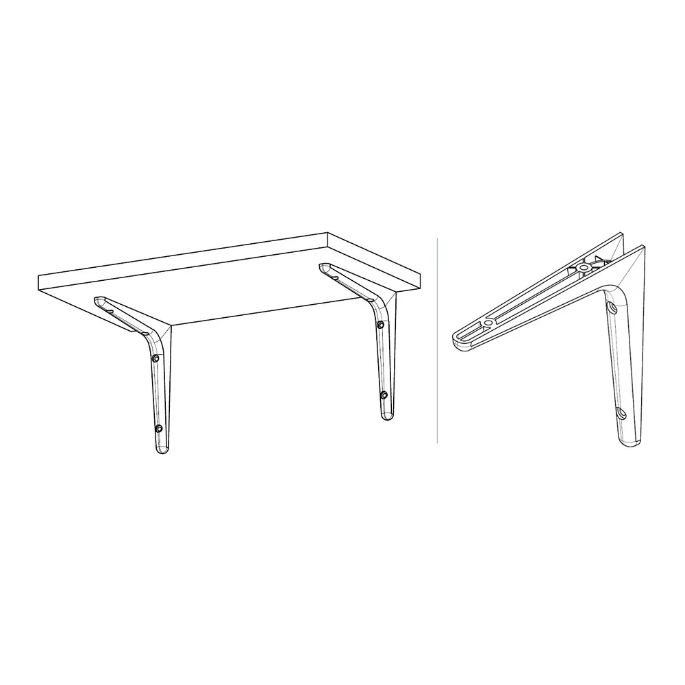 Ebco Shelf Bracket Lite White Finish, Size 177x177 mm, SBLP-7