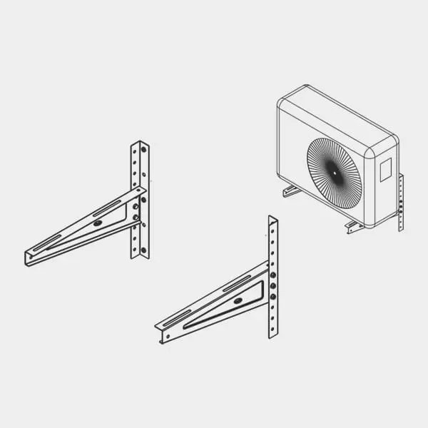 Ebco AC Mounting Bracket White Texture Finish, Size 500 mm and 120 Kg (Maximum) Load Capacity, ACMB1 (Set of 2)