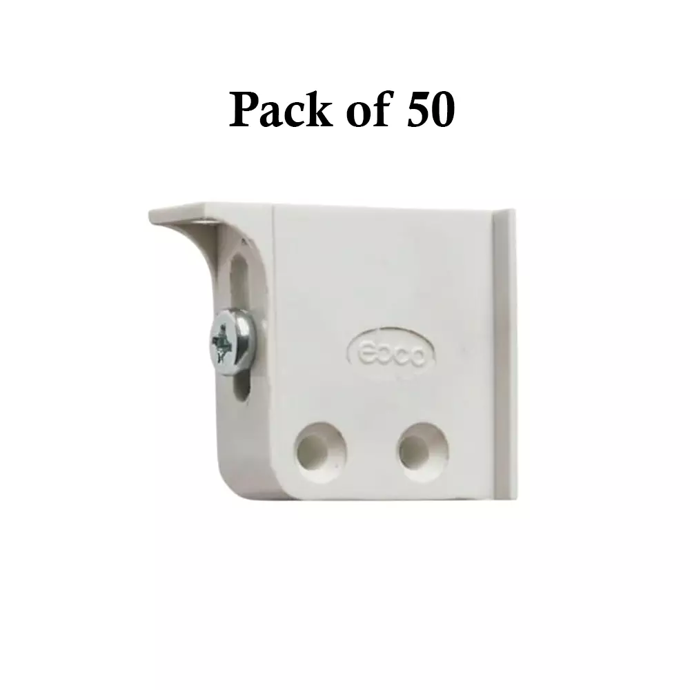 Ebco Adjustable Corner Bracket White Finish, and 60 Kg Per Piece Load Capacity, ACB1 (Pack of 50)