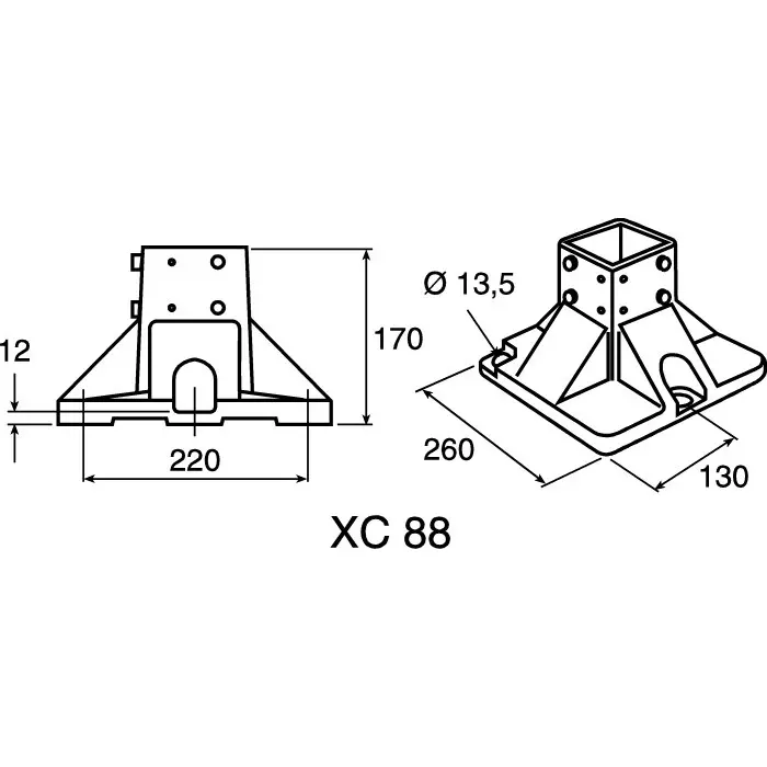 FlexLink Base Plate 11 mm Groove, XCFF 88X260