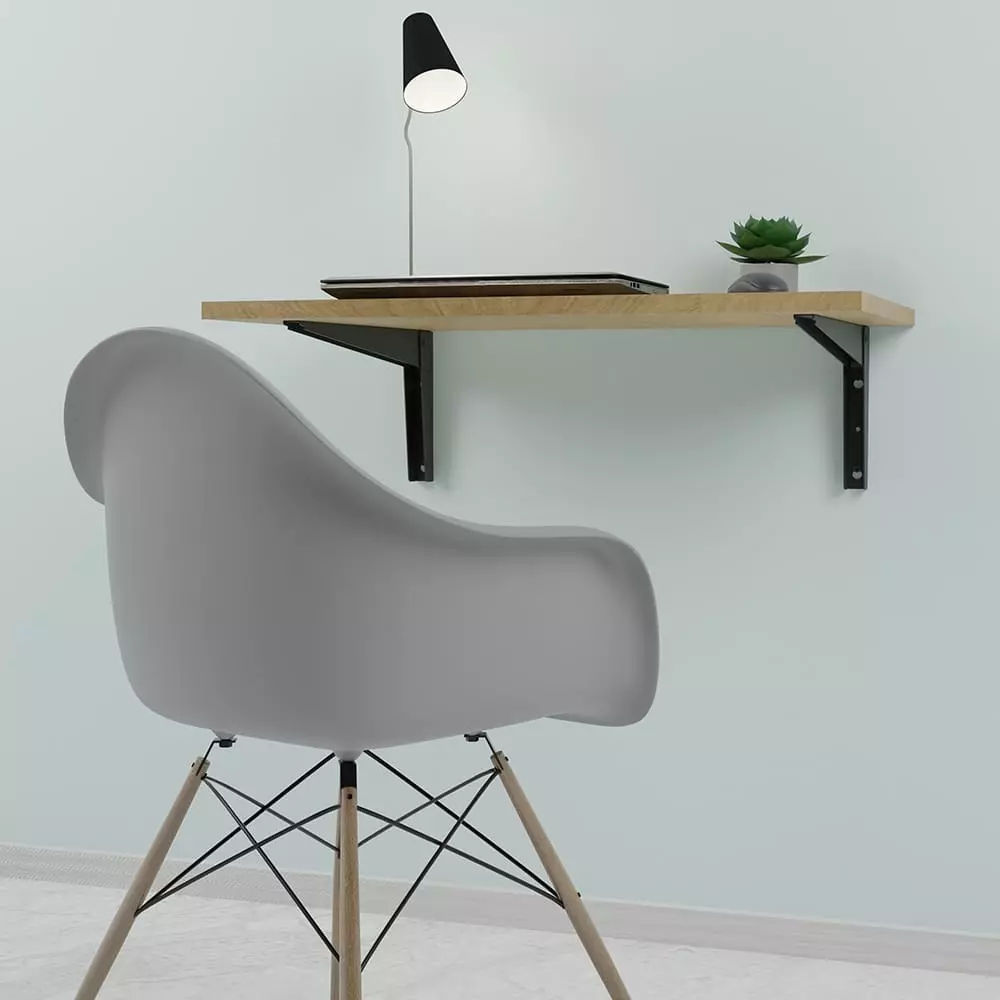 Ebco Folding Bracket Anthracite Finish, Size 350 mm for Wall Mounted Fold Away Shelves and Tables, FLB-35 (Set of 2)