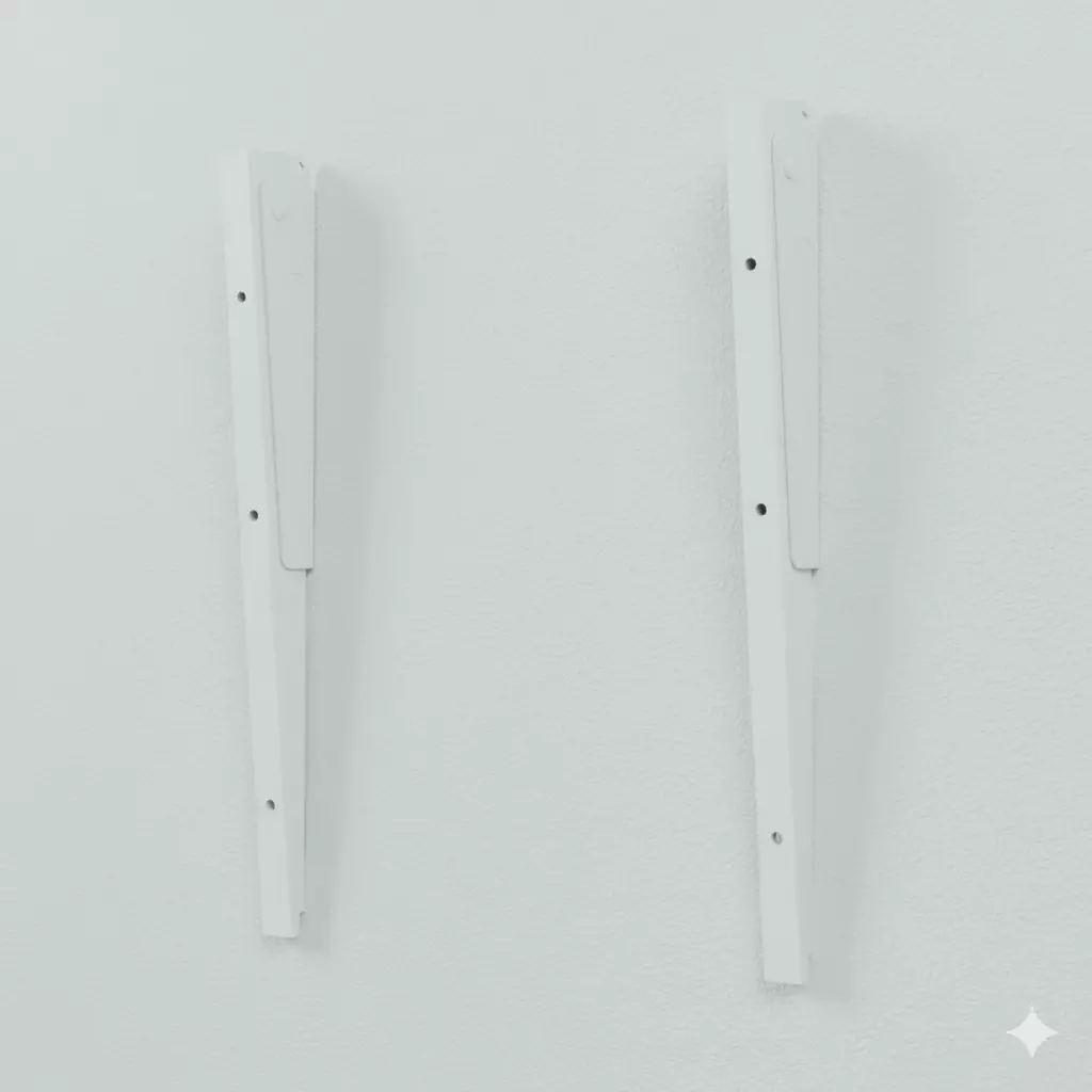 Ebco Folding Bracket White Matte Finish, Size 450 mm for Wall Mounted Fold Away Shelves and Tables, FLB-45 (Set of 2)