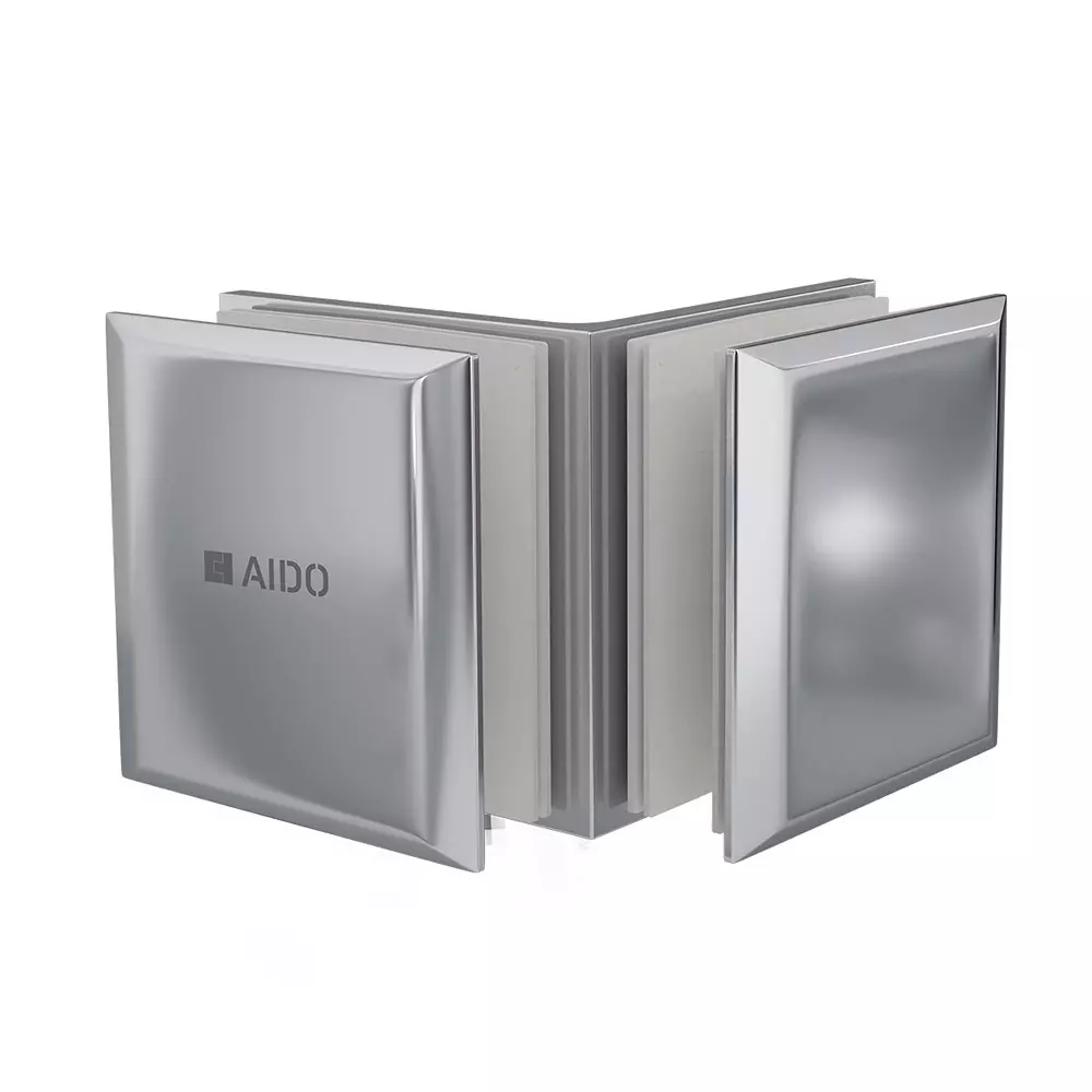 AIDO XL-C 8007 Polished Chrome Finish Shower Fitting Glass to Glass Bracket 90° (Small)