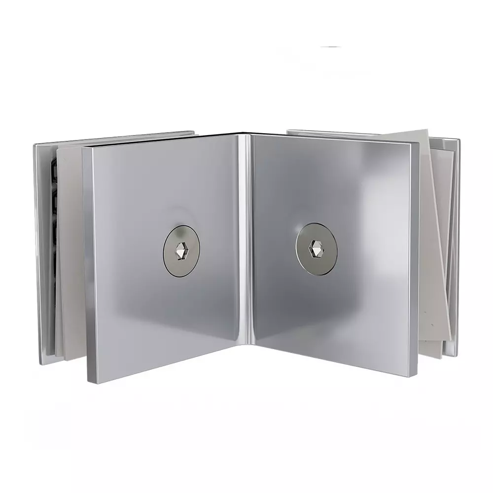 AIDO XL-C 8007 Polished Chrome Finish Shower Fitting Glass to Glass Bracket 90° (Small)