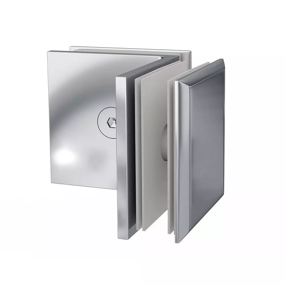 AIDO XL-C 8007 Polished Chrome Finish Shower Fitting Glass to Glass Bracket 90° (Small)