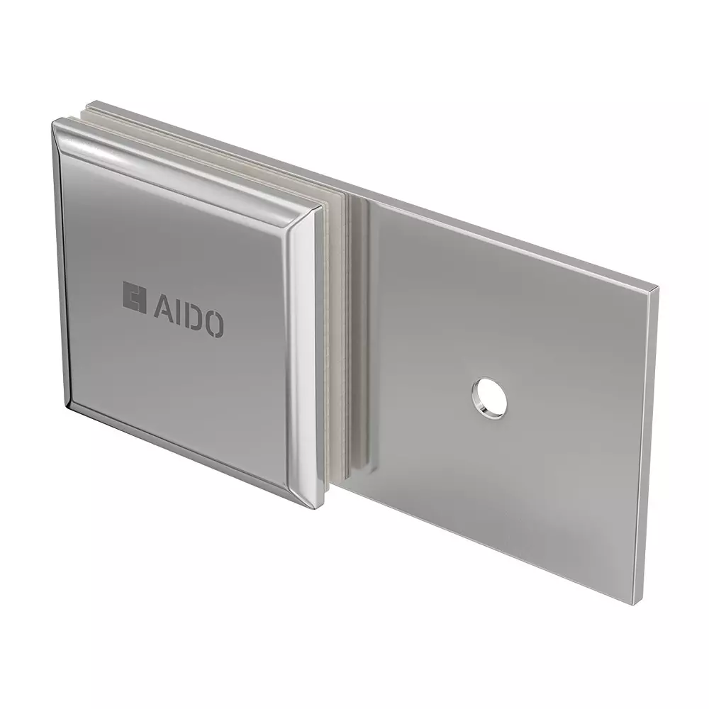 AIDO XL-C 8011 Polished Chrome Finish Shower Fitting Glass to Wall Bracket Inline Back Small