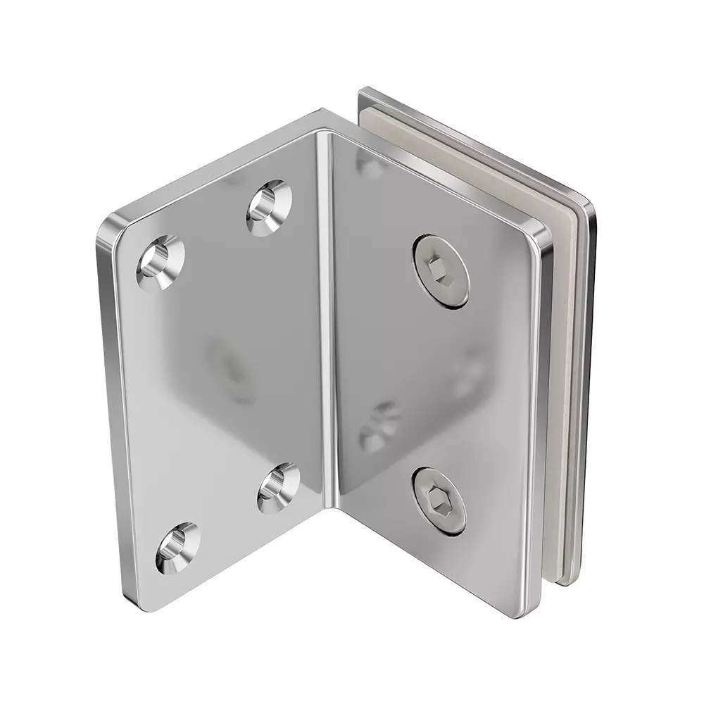 AIDO XL-C 8042 Polished Chrome Finish Shower Fitting Glass to Wall Bracket 90° SNGL Sideplate