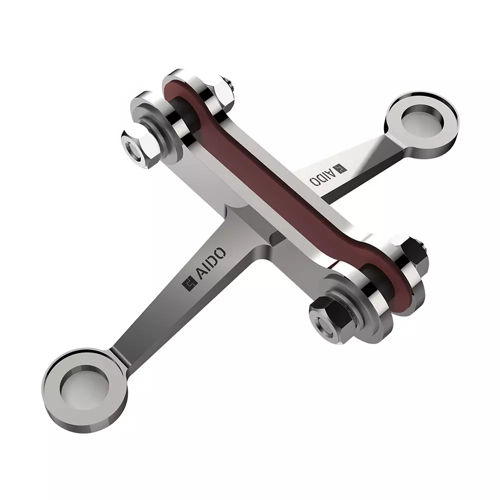 AIDO XL-C 6132 SS Polished Stainless Steel 2 Arm 180º Fin Type Spider Fitting K30 Series
