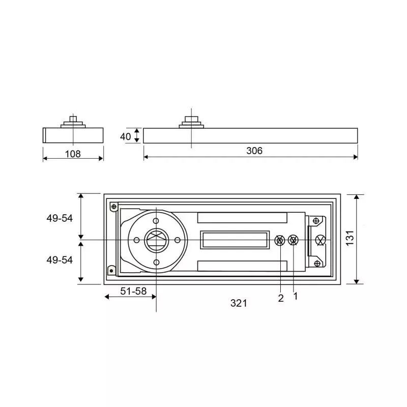 OZONE Cam Action Floor Spring with Double Cylinder High-Grade SS 304 Gold M-PVD Finish, FS-8400 STD GOLD M-PVD