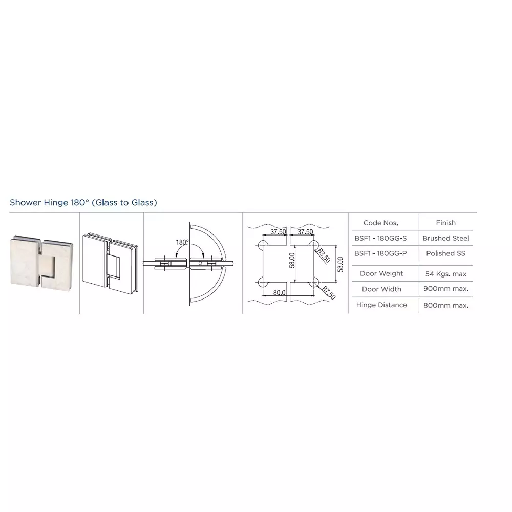 ebco-ss-304-shower-hinge-180-glass-to-glass-brushed-steel-finish-and-54-kg-max-door-weight-bsf1-180gg-s
