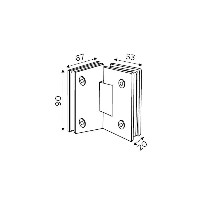 OZONE Glass-to-Glass Hinge 135° for 8–10 mm Glass Thickness Satin Stainless Steel, OSSH-33-ED STD SSS