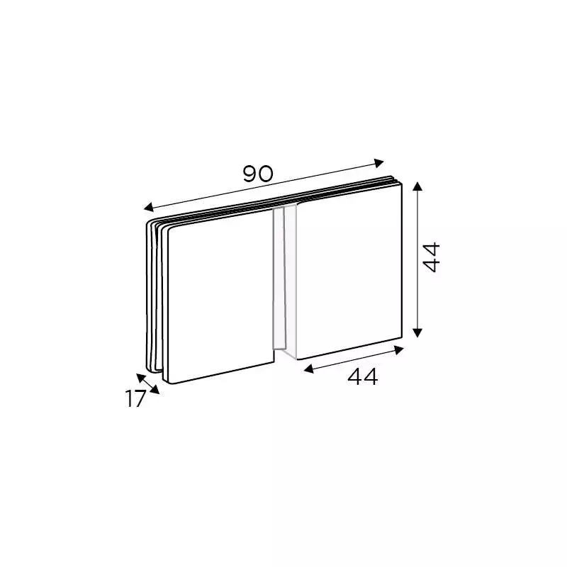 OZONE Glass to Glass Connector 180° Premium-Grade Metal Satin Stainless Steel Finish, OGC-555-ED STD SSS