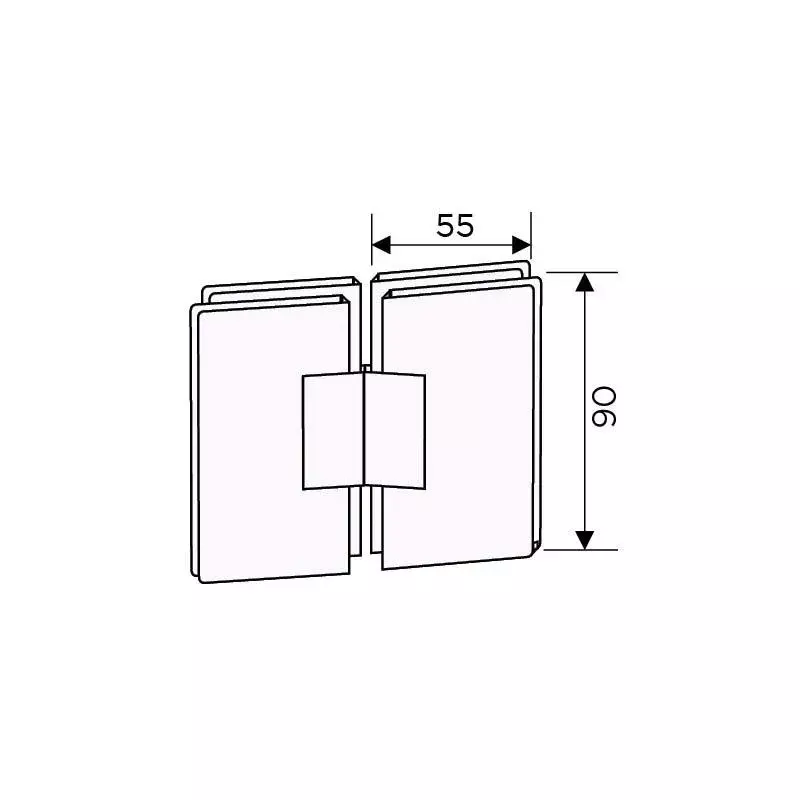 OZONE Glass to Glass Hinge 180° Double Action Type Brass Chrome Polished Finish, OSH-2 STD CP