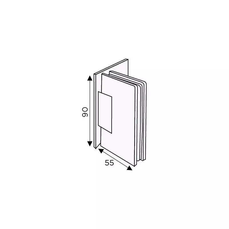 OZONE Wall to Glass Offset Hinge for 8–10 mm Glass Thickness Chrome Polished, OSH-OFS-1 STD CP