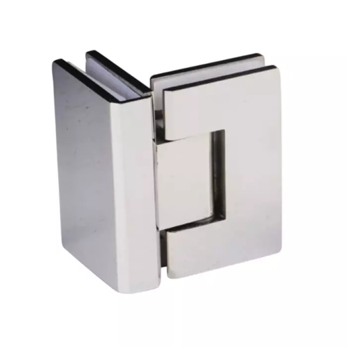 Ebco SS 304 Shower Hinge 90° Glass to Glass Brushed Steel Finish and 54 Kg Max. Door Weight, BSF1-90GG-S